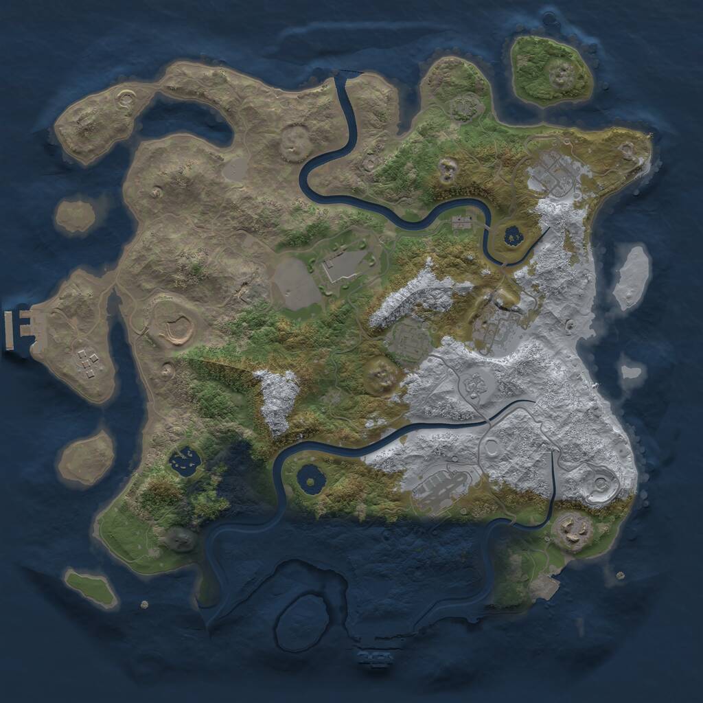 Rust Map: Procedural Map, Size: 3650, Seed: 702175572, 15 Monuments