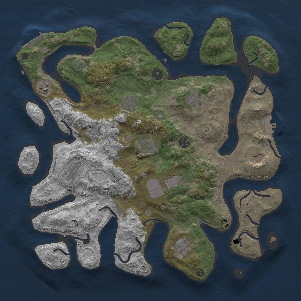 Rust Map: Procedural Map, Size: 4000, Seed: 7349, 18 Monuments
