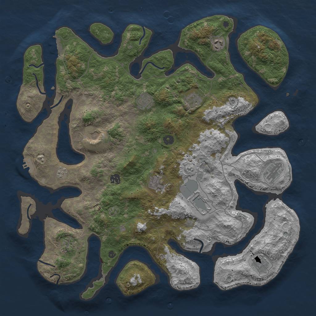 Rust Map: Procedural Map, Size: 4500, Seed: 2128788114, 19 Monuments