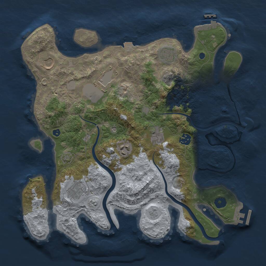 Rust Map: Procedural Map, Size: 3500, Seed: 1247033492, 14 Monuments