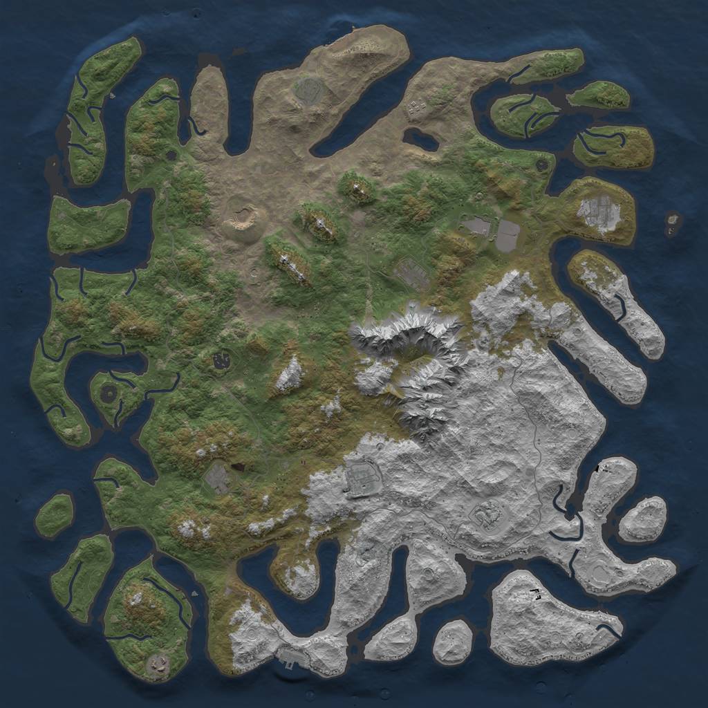 Rust Map: Procedural Map, Size: 6000, Seed: 1245789, 19 Monuments