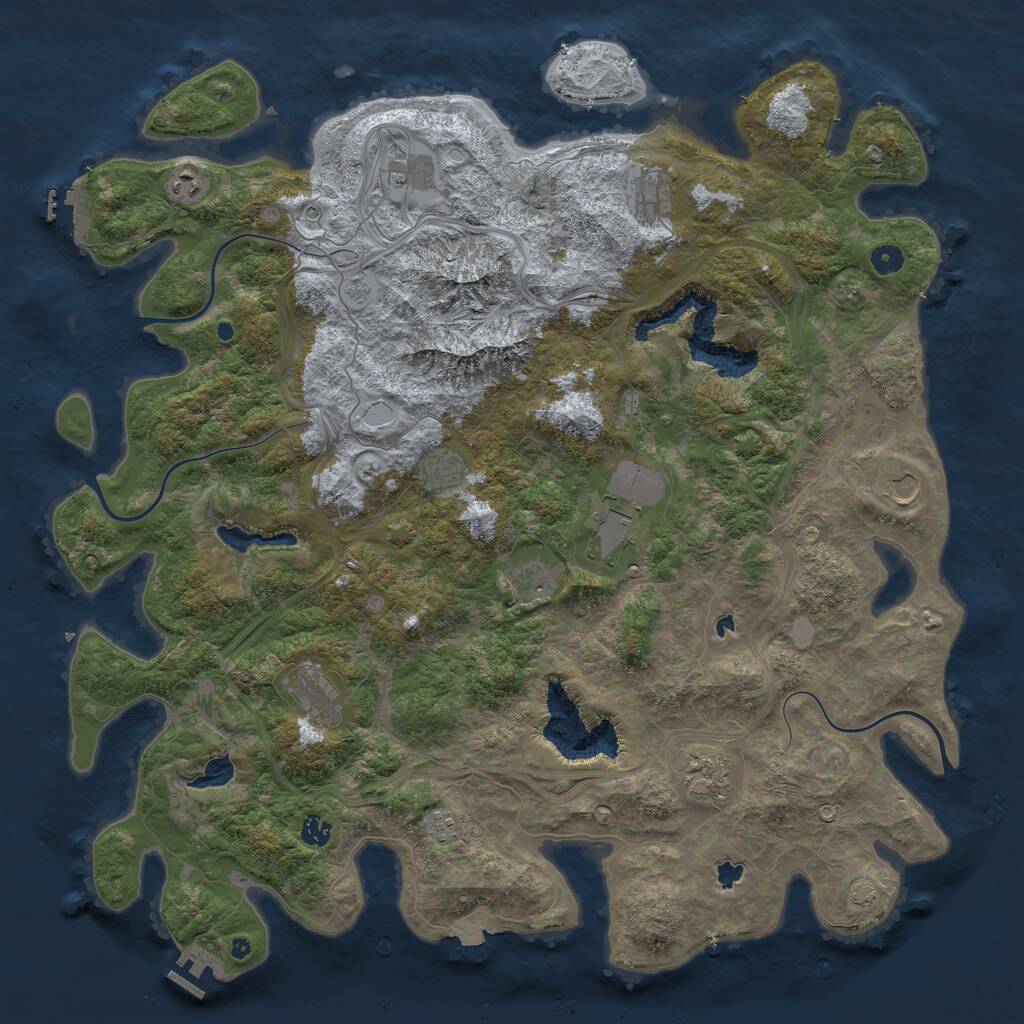 Rust Map: Procedural Map, Size: 5000, Seed: 64065, 17 Monuments