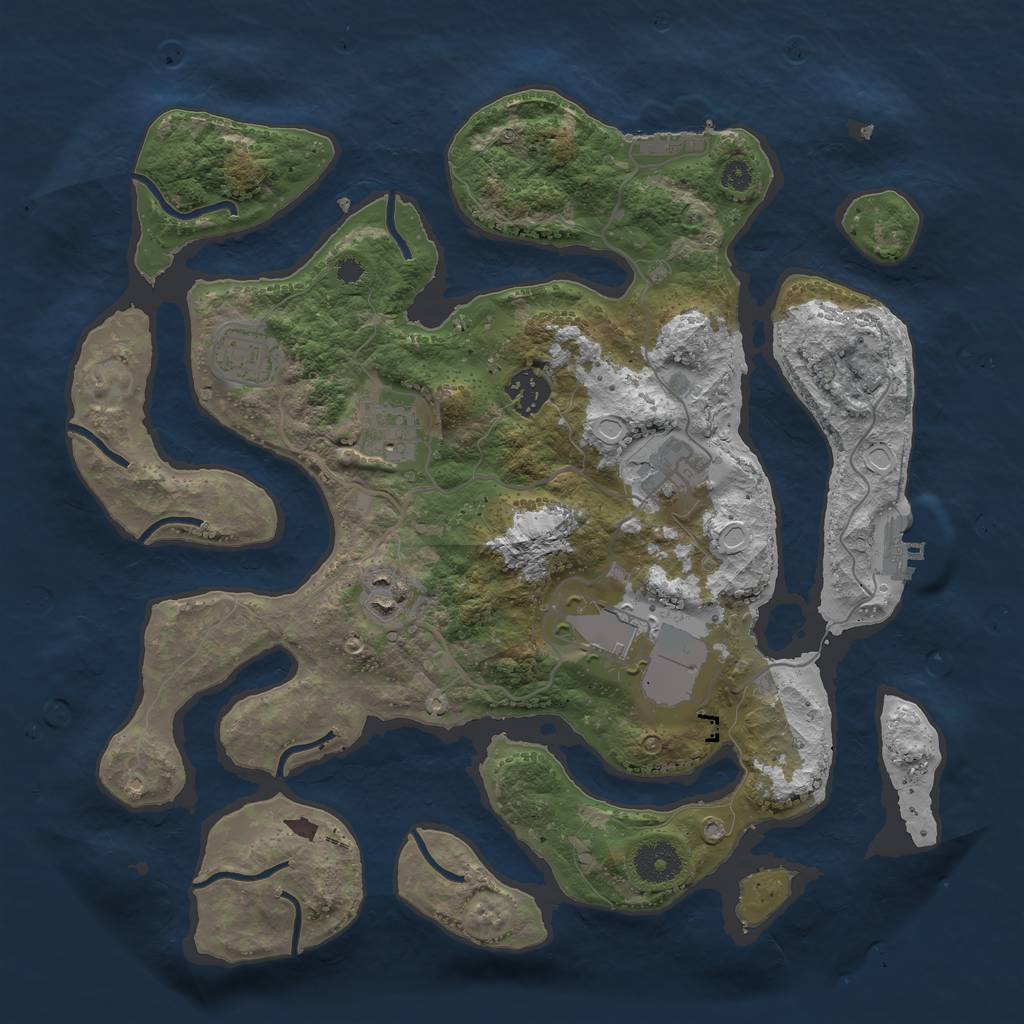 Rust Map: Procedural Map, Size: 3500, Seed: 697370207, 13 Monuments