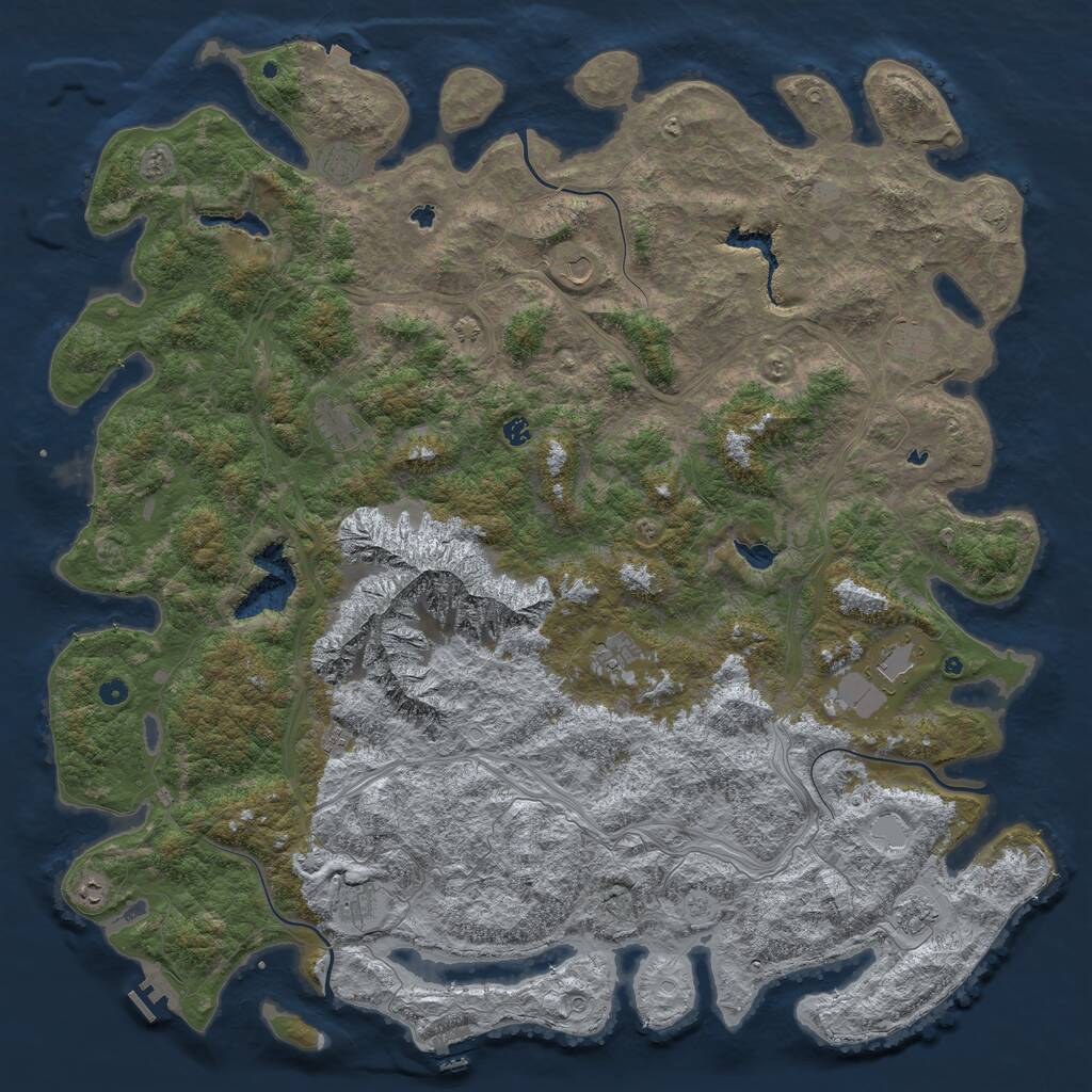 Rust Map: Procedural Map, Size: 6000, Seed: 956234, 17 Monuments