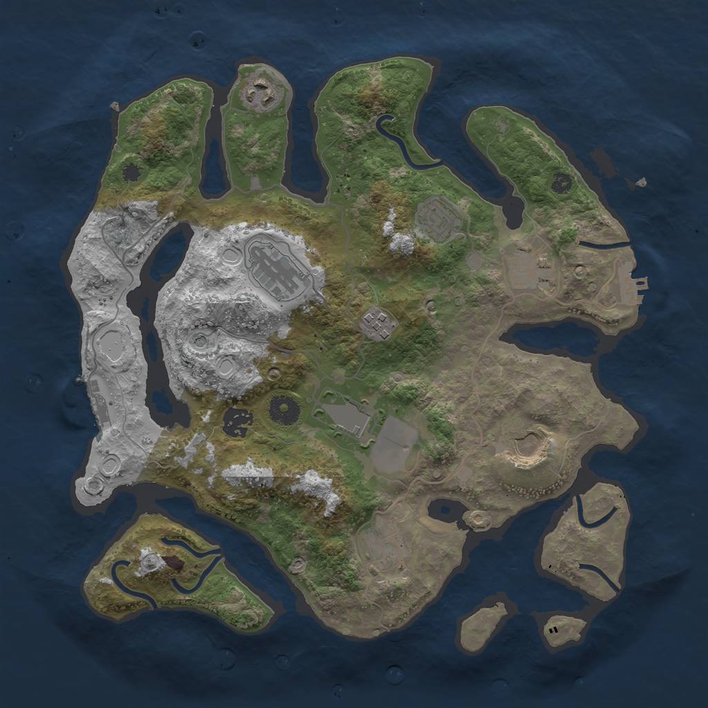 Rust Map: Procedural Map, Size: 3500, Seed: 255657809, 17 Monuments