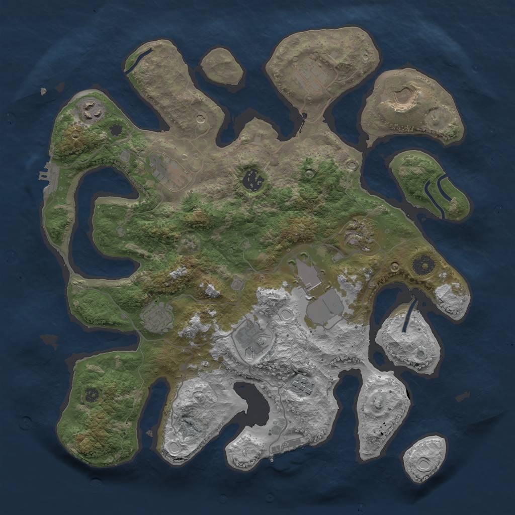 Rust Map: Procedural Map, Size: 3700, Seed: 1055982179, 18 Monuments