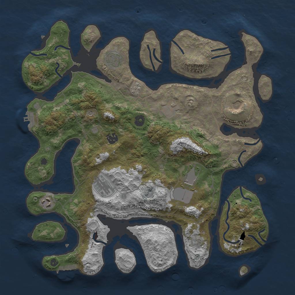 Rust Map: Procedural Map, Size: 4000, Seed: 633761440, 16 Monuments