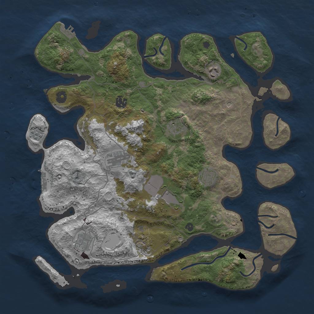 Rust Map: Procedural Map, Size: 4000, Seed: 1461, 17 Monuments