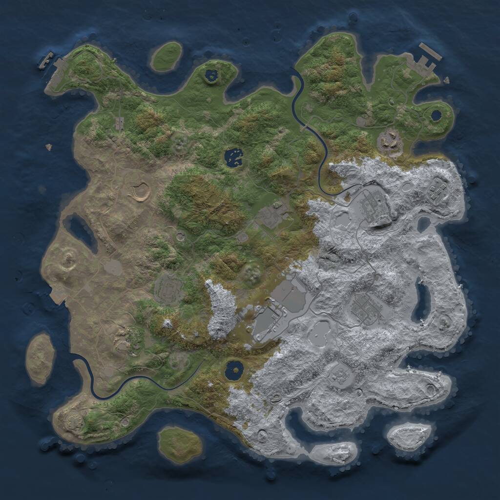 Rust Map: Procedural Map, Size: 3900, Seed: 4200, 16 Monuments
