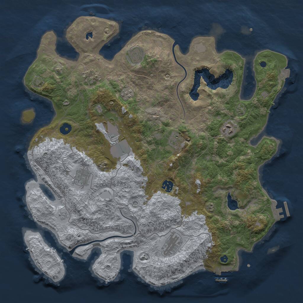 Rust Map: Procedural Map, Size: 4000, Seed: 1016994205, 15 Monuments