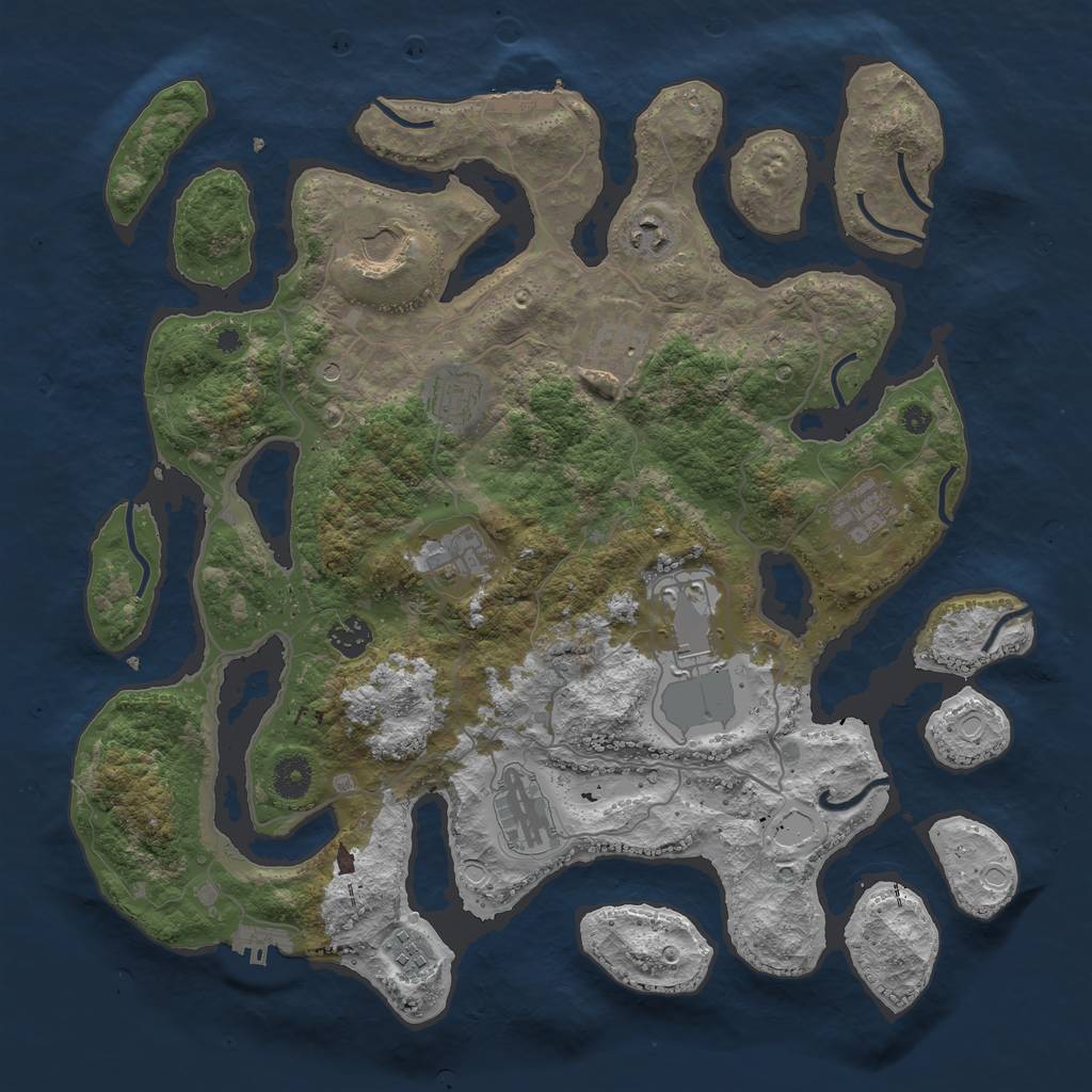 Rust Map: Procedural Map, Size: 4000, Seed: 2061639052, 18 Monuments