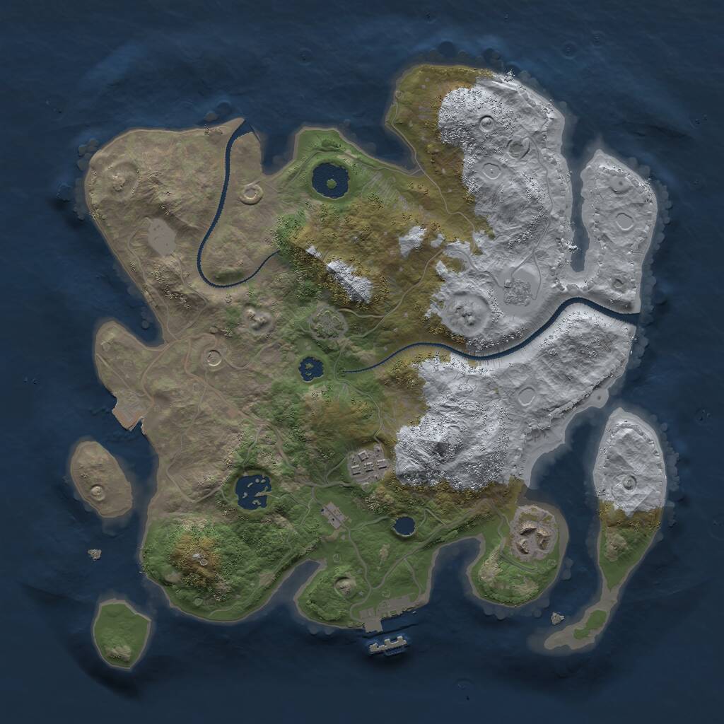 Rust Map: Procedural Map, Size: 3000, Seed: 1610826949, 8 Monuments