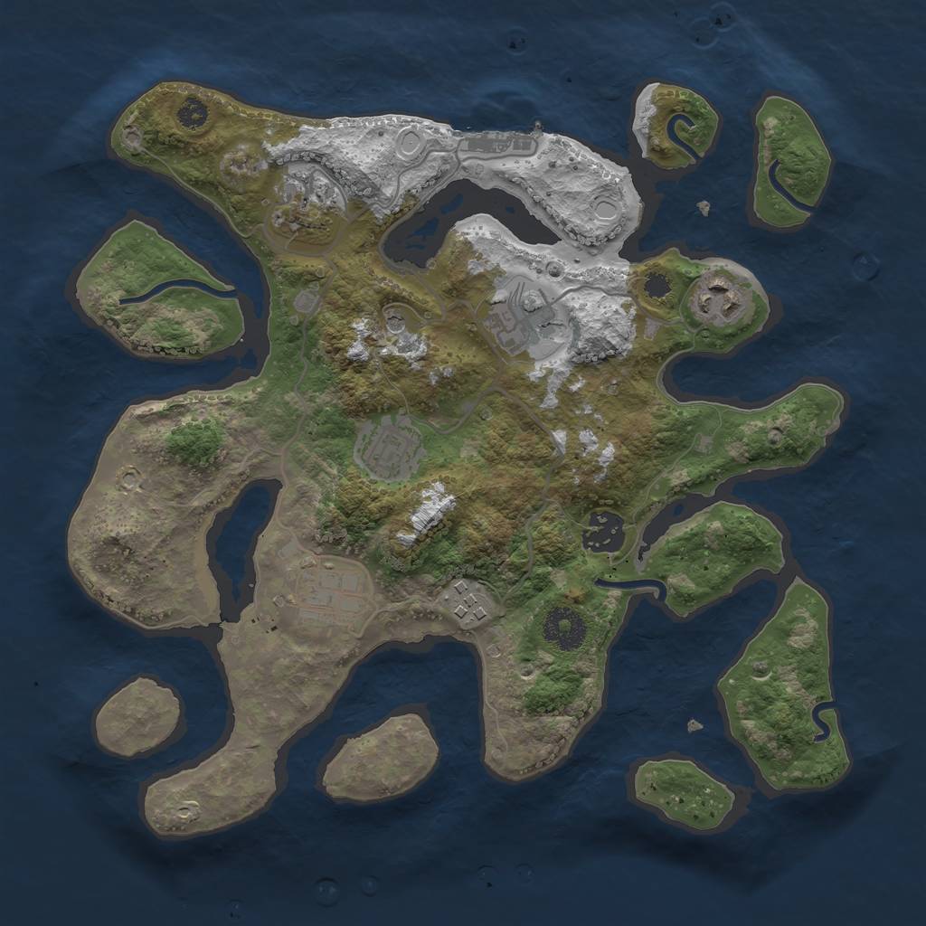 Rust Map: Procedural Map, Size: 3200, Seed: 562207861, 14 Monuments