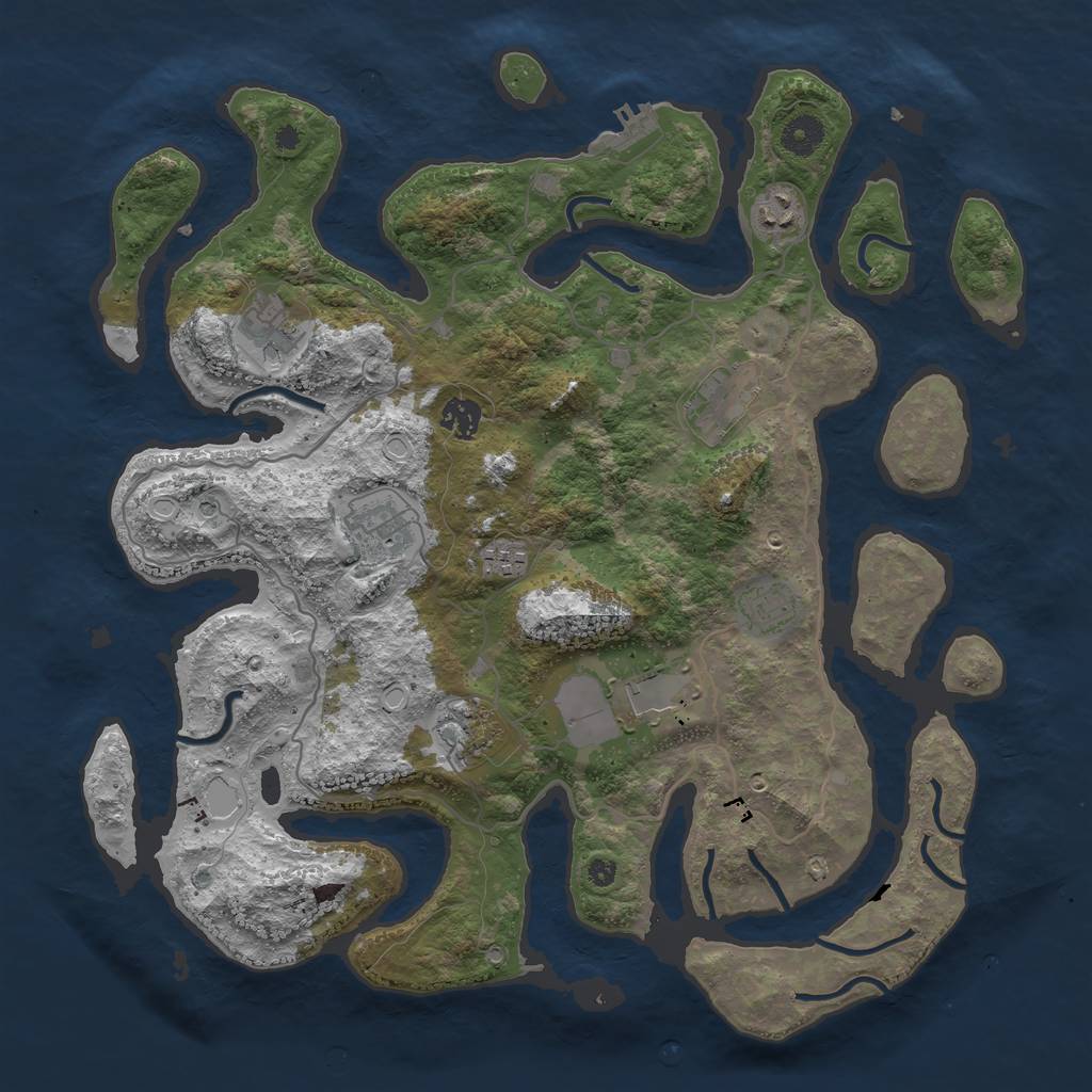 Rust Map: Procedural Map, Size: 4000, Seed: 608156850, 16 Monuments
