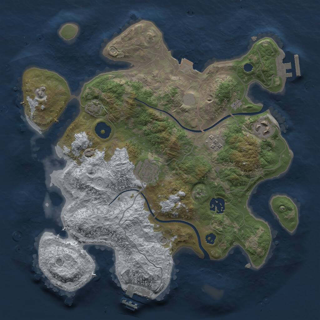 Rust Map: Procedural Map, Size: 3000, Seed: 410112, 9 Monuments