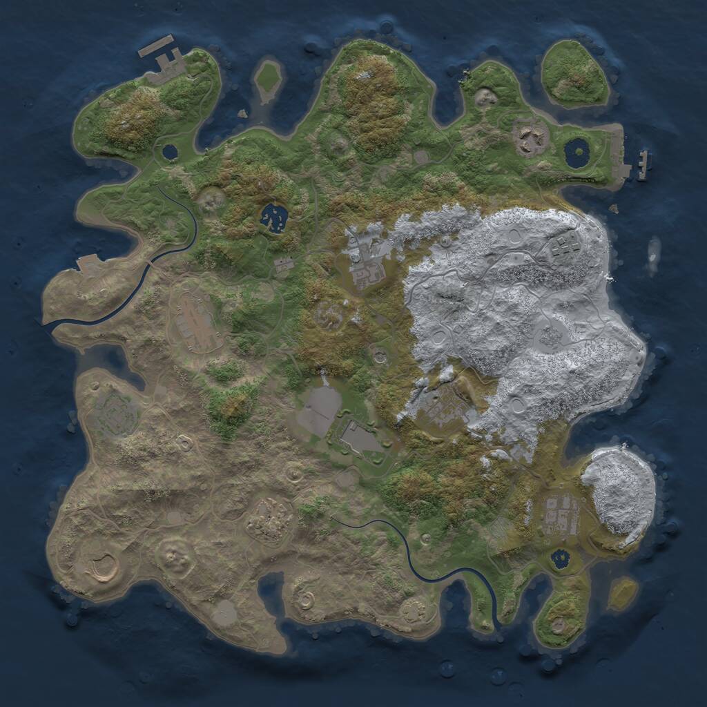 Rust Map: Procedural Map, Size: 3800, Seed: 424179428, 17 Monuments