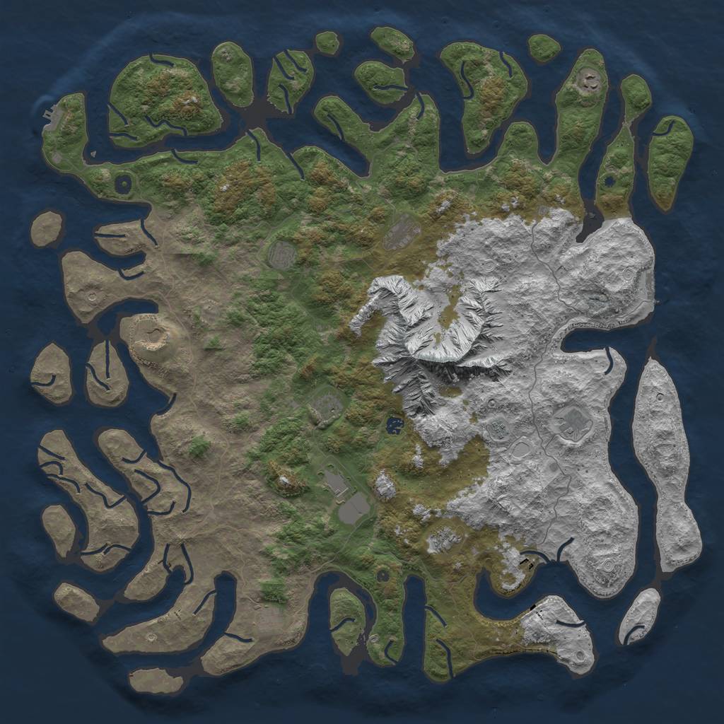 Rust Map: Procedural Map, Size: 6000, Seed: 8654634, 19 Monuments