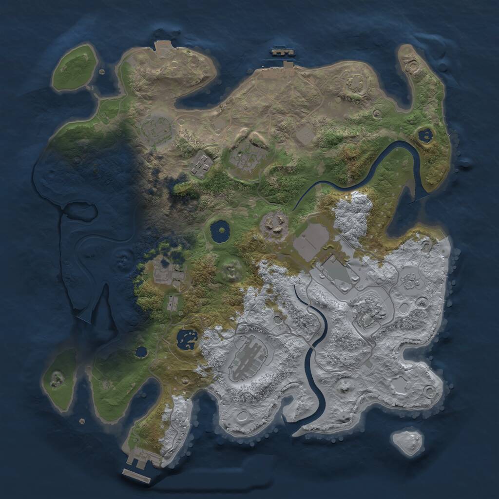 Rust Map: Procedural Map, Size: 3500, Seed: 143795328, 15 Monuments