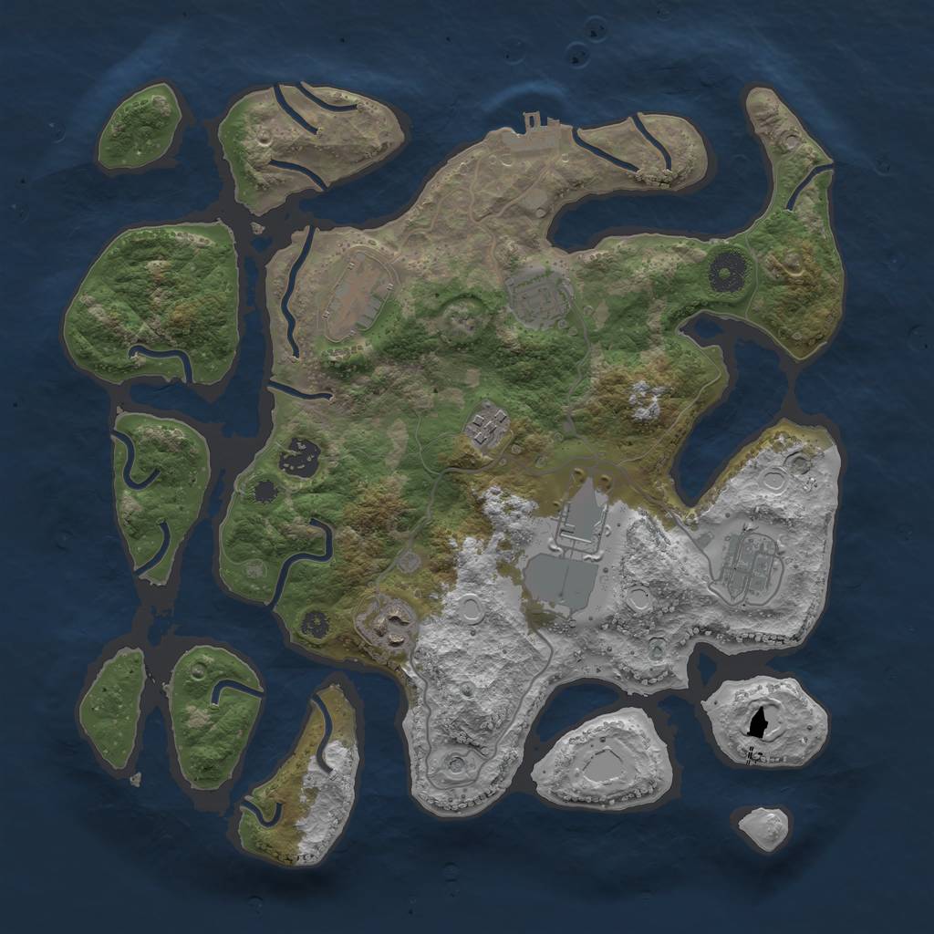 Rust Map: Procedural Map, Size: 3500, Seed: 143795328, 14 Monuments