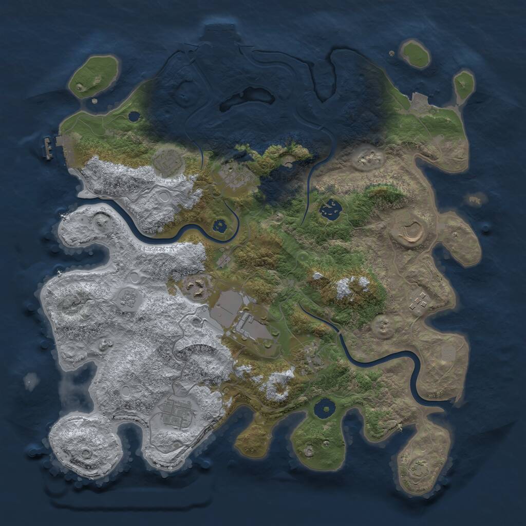 Rust Map: Procedural Map, Size: 3850, Seed: 1391200072, 15 Monuments