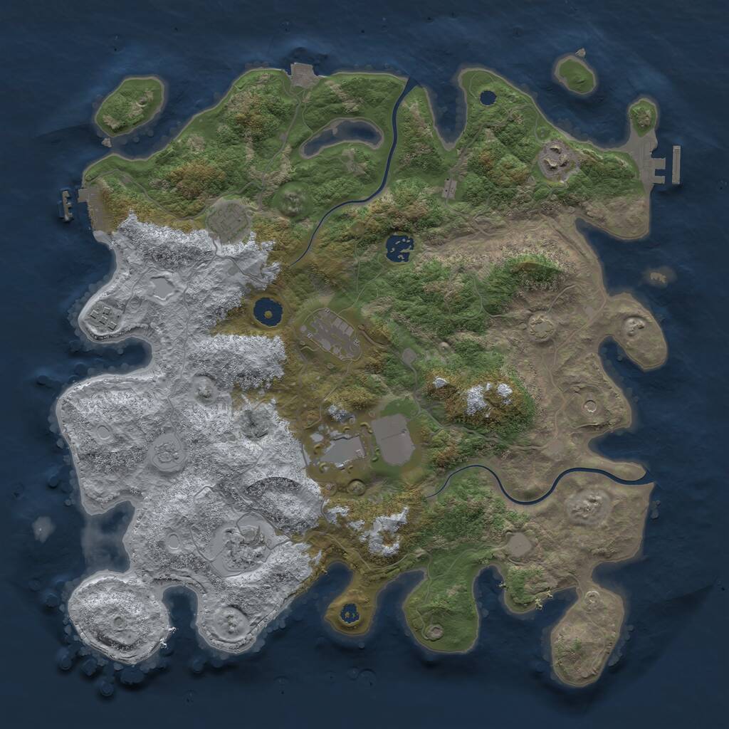 Rust Map: Procedural Map, Size: 3850, Seed: 1391200072, 13 Monuments