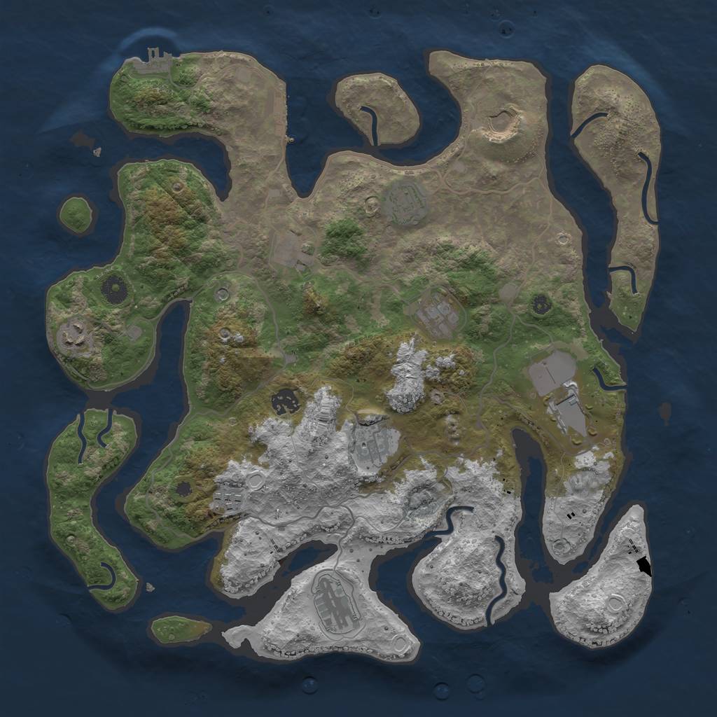 Rust Map: Procedural Map, Size: 4000, Seed: 8779542, 18 Monuments