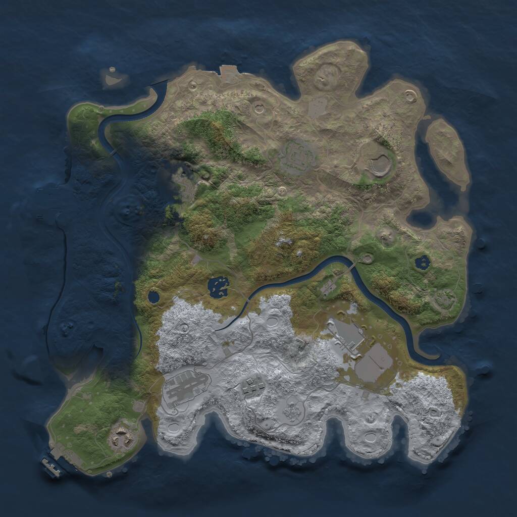 Rust Map: Procedural Map, Size: 3500, Seed: 1945327257, 14 Monuments