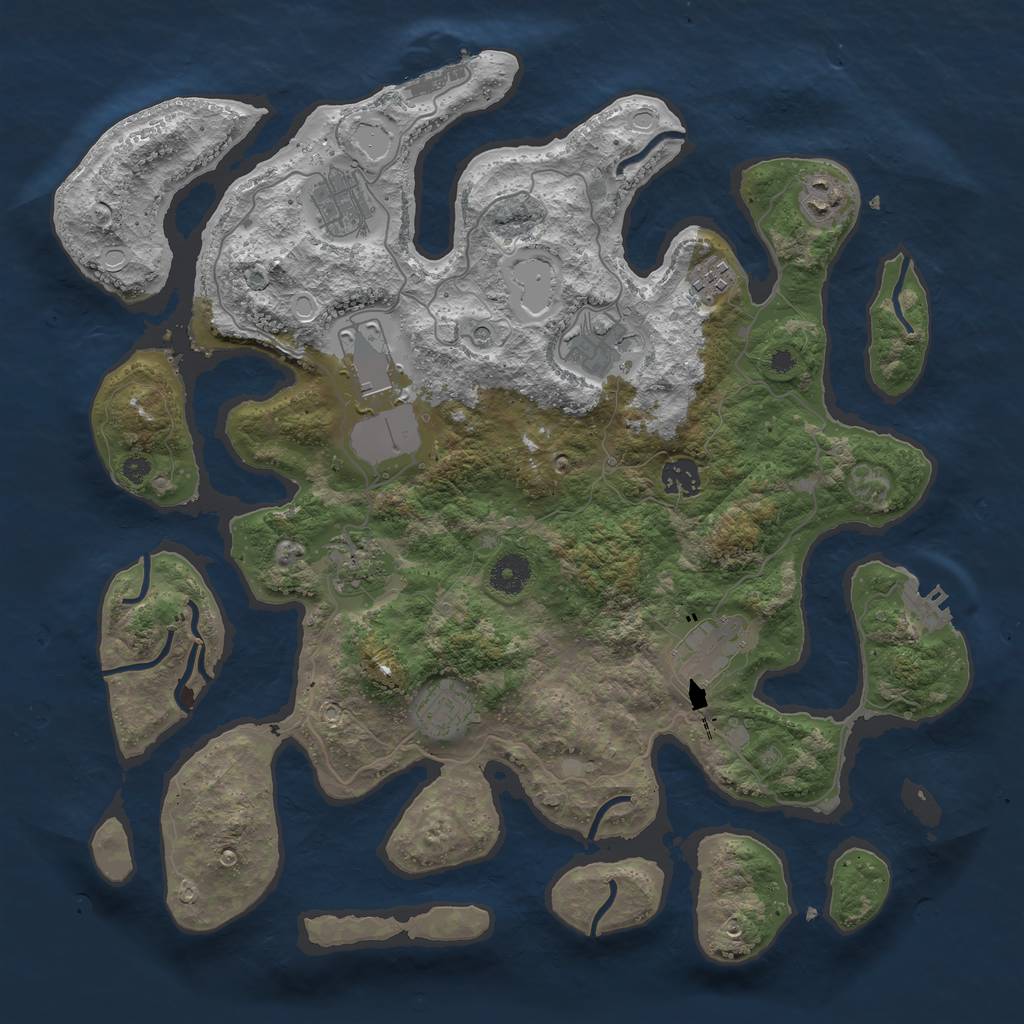 Rust Map: Procedural Map, Size: 3875, Seed: 393498501, 17 Monuments