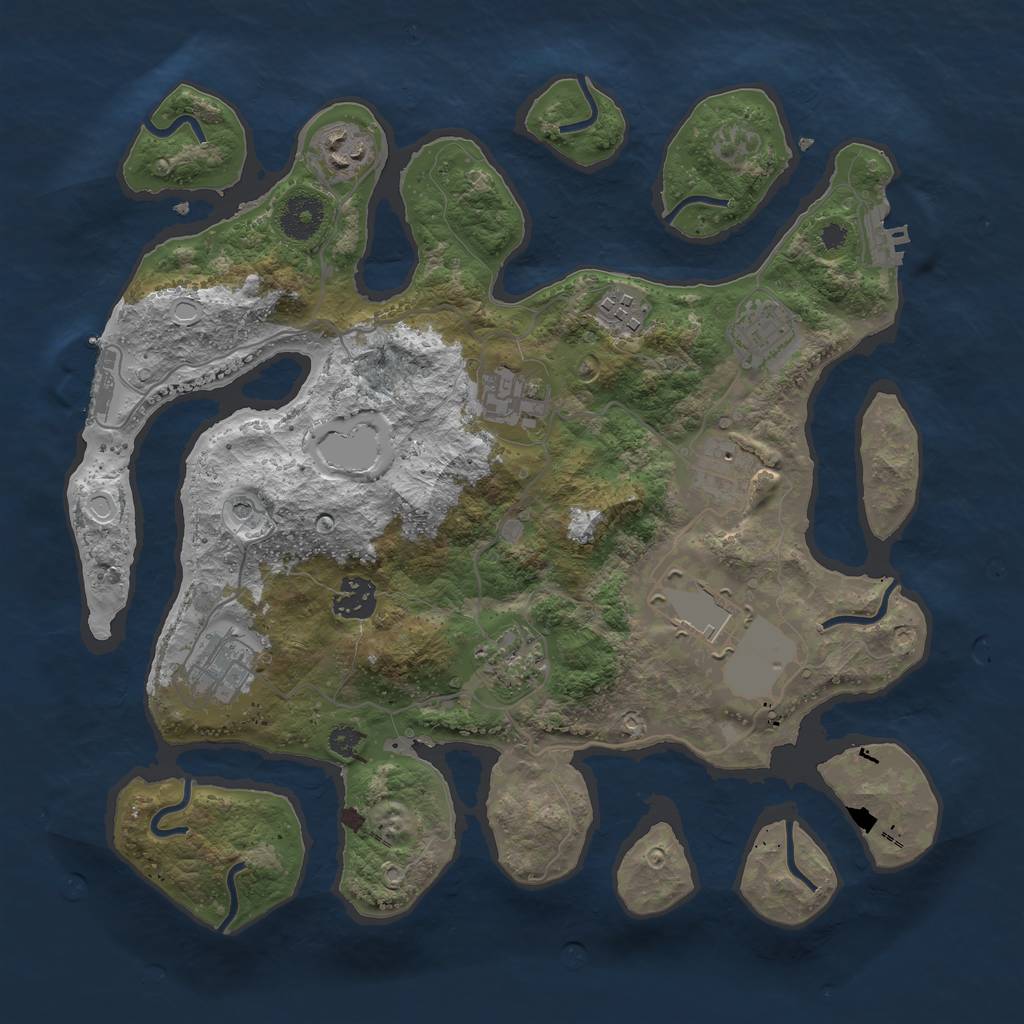 Rust Map: Procedural Map, Size: 3500, Seed: 1668739431, 17 Monuments