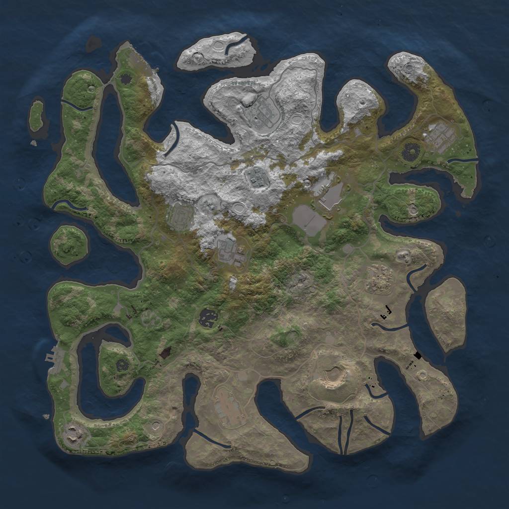 Rust Map: Procedural Map, Size: 4050, Seed: 1278520395, 19 Monuments