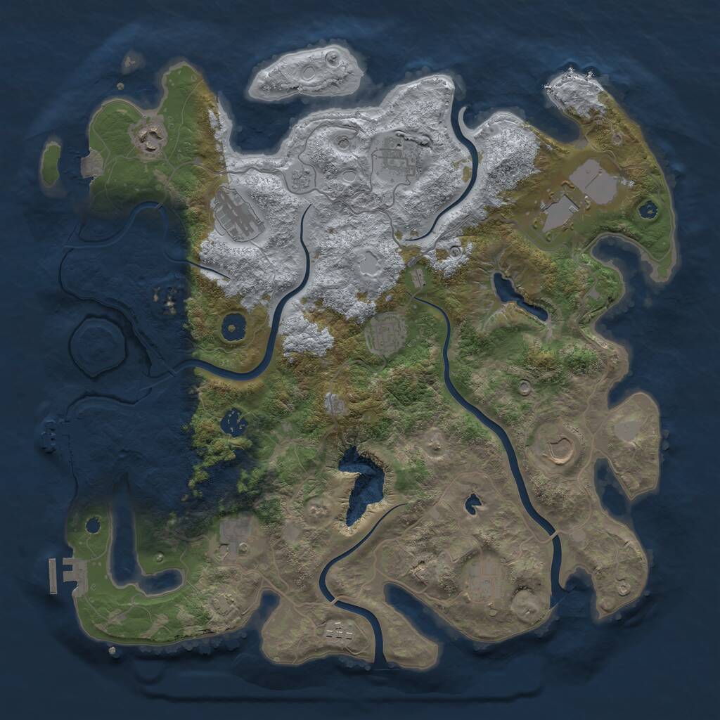 Rust Map: Procedural Map, Size: 4050, Seed: 1278520395, 16 Monuments
