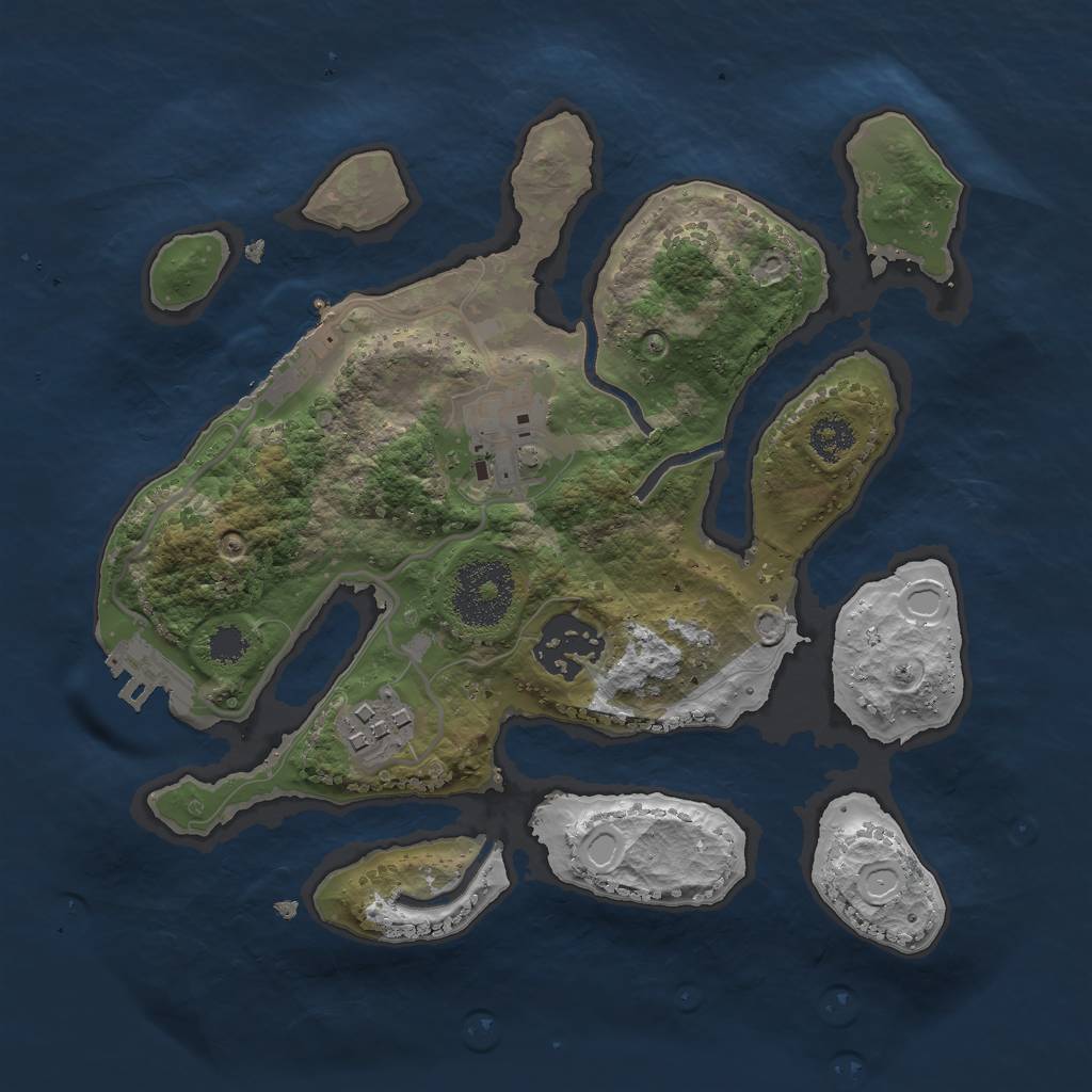 Rust Map: Procedural Map, Size: 2500, Seed: 30390419, 10 Monuments