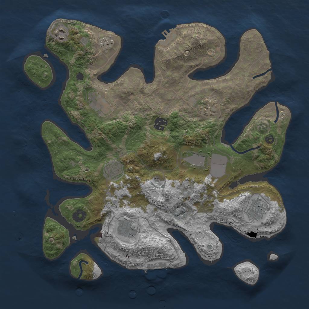 Rust Map: Procedural Map, Size: 3500, Seed: 8333, 17 Monuments