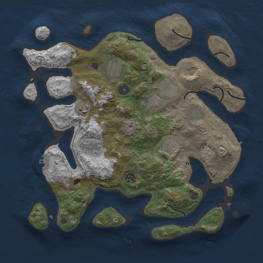 Rust Map: Procedural Map, Size: 3650, Seed: 1847840291, 17 Monuments