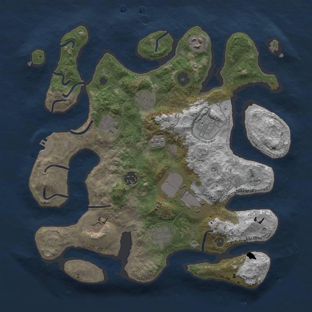 Rust Map: Procedural Map, Size: 3500, Seed: 260133685, 16 Monuments