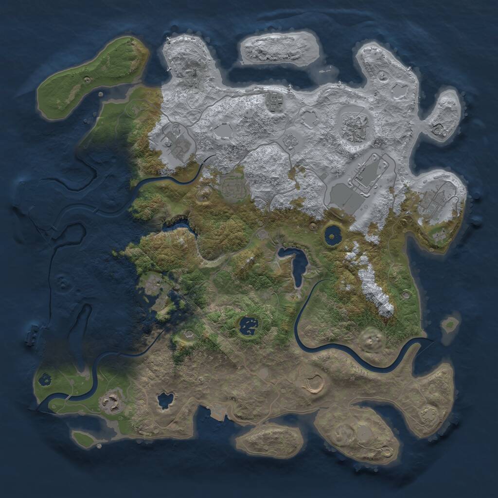 Rust Map: Procedural Map, Size: 4000, Seed: 50900, 16 Monuments