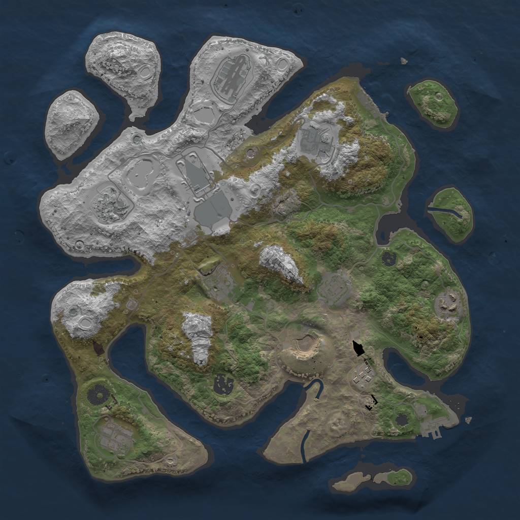 Rust Map: Procedural Map, Size: 3700, Seed: 83239863, 19 Monuments