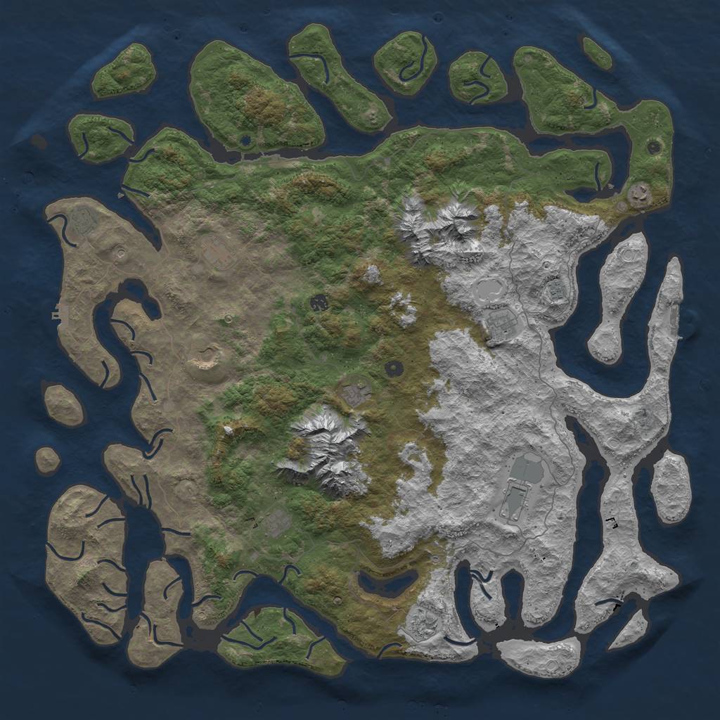 Rust Map: Procedural Map, Size: 6000, Seed: 44762270, 19 Monuments