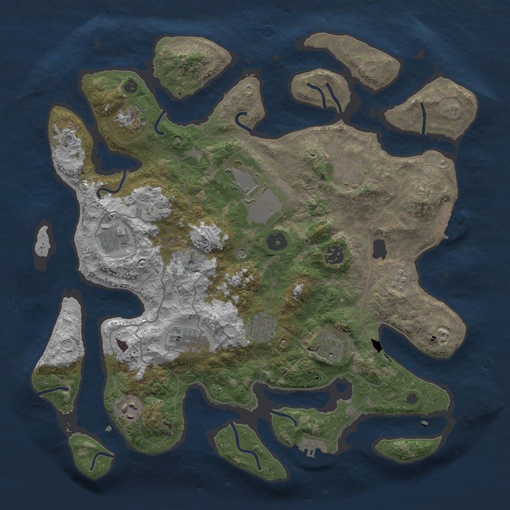 Rust Map: Procedural Map, Size: 4000, Seed: 3464765, 18 Monuments