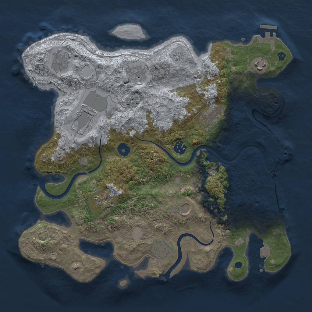 Rust Map: Procedural Map, Size: 3700, Seed: 455649961, 16 Monuments