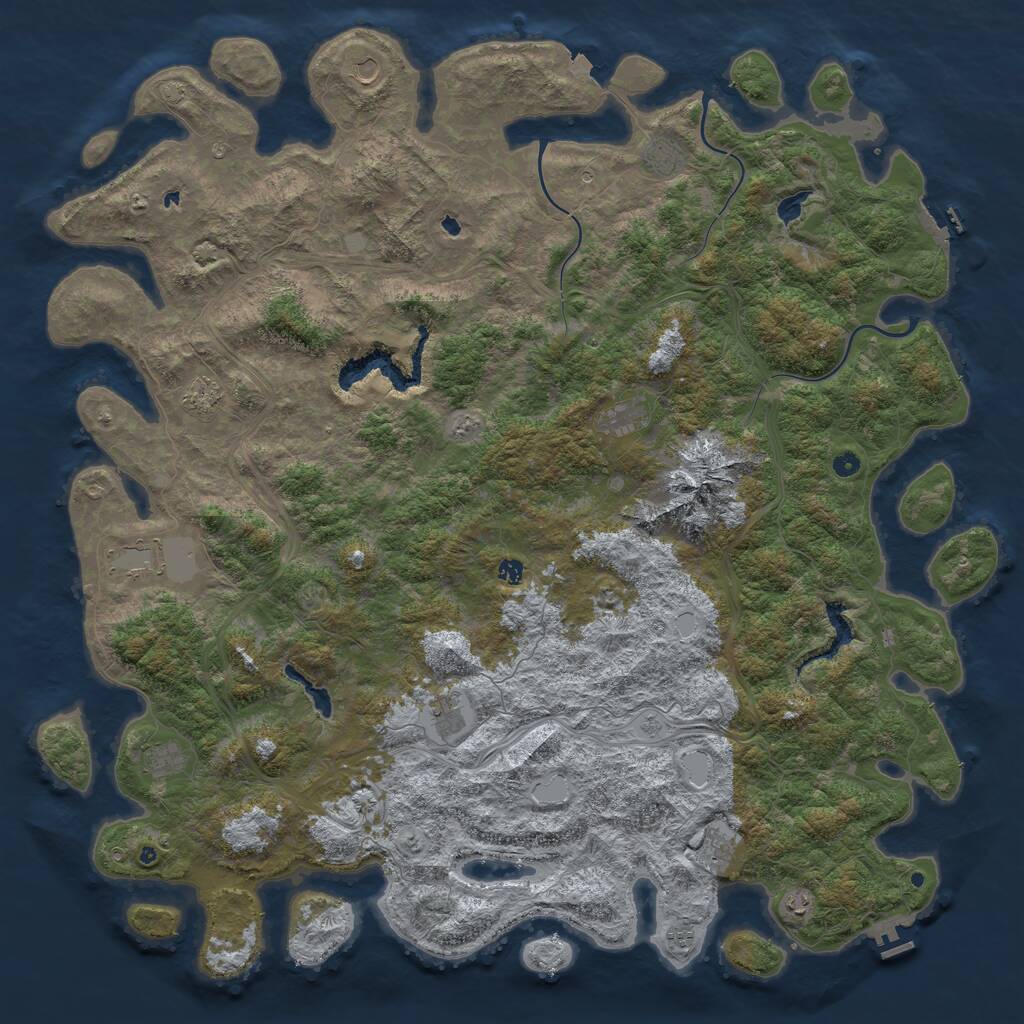 Rust Map: Procedural Map, Size: 6000, Seed: 1235545854, 17 Monuments