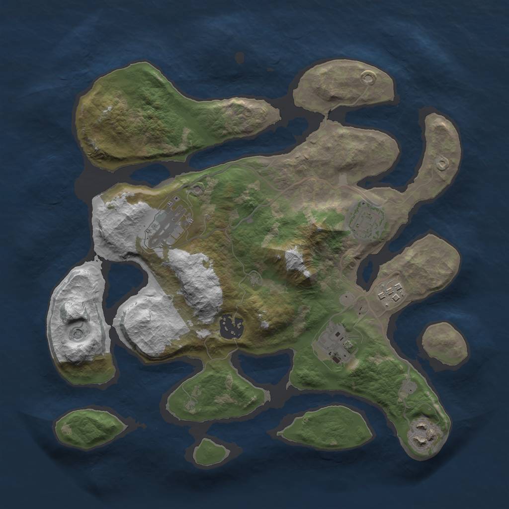 Rust Map: Barren, Size: 3000, Seed: 11212, 9 Monuments