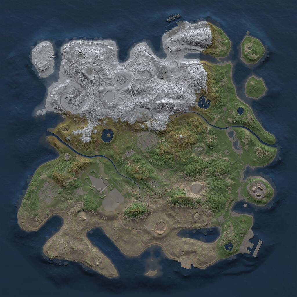 Rust Map: Procedural Map, Size: 3500, Seed: 27297468, 14 Monuments