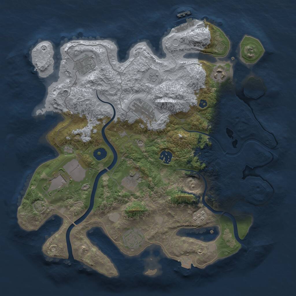 Rust Map: Procedural Map, Size: 3500, Seed: 27297468, 13 Monuments