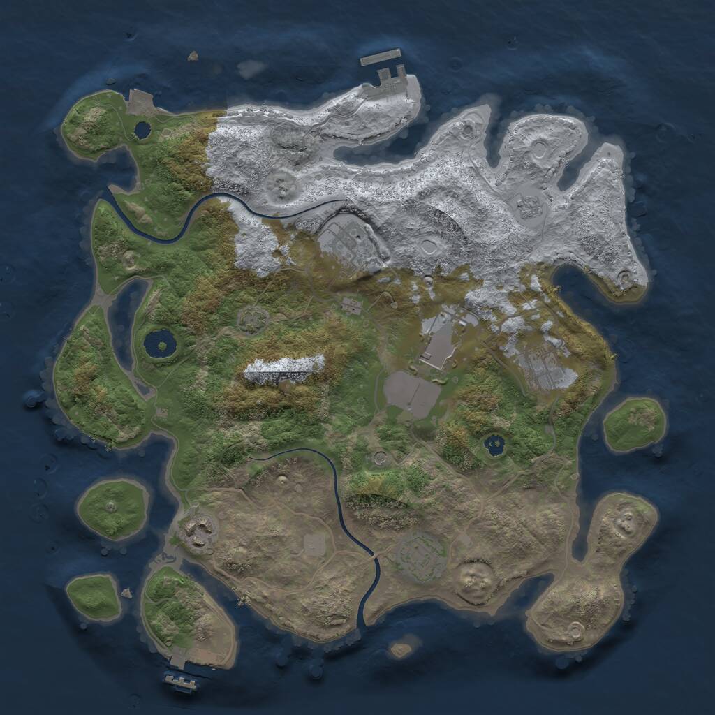 Rust Map: Procedural Map, Size: 3500, Seed: 55555927, 11 Monuments