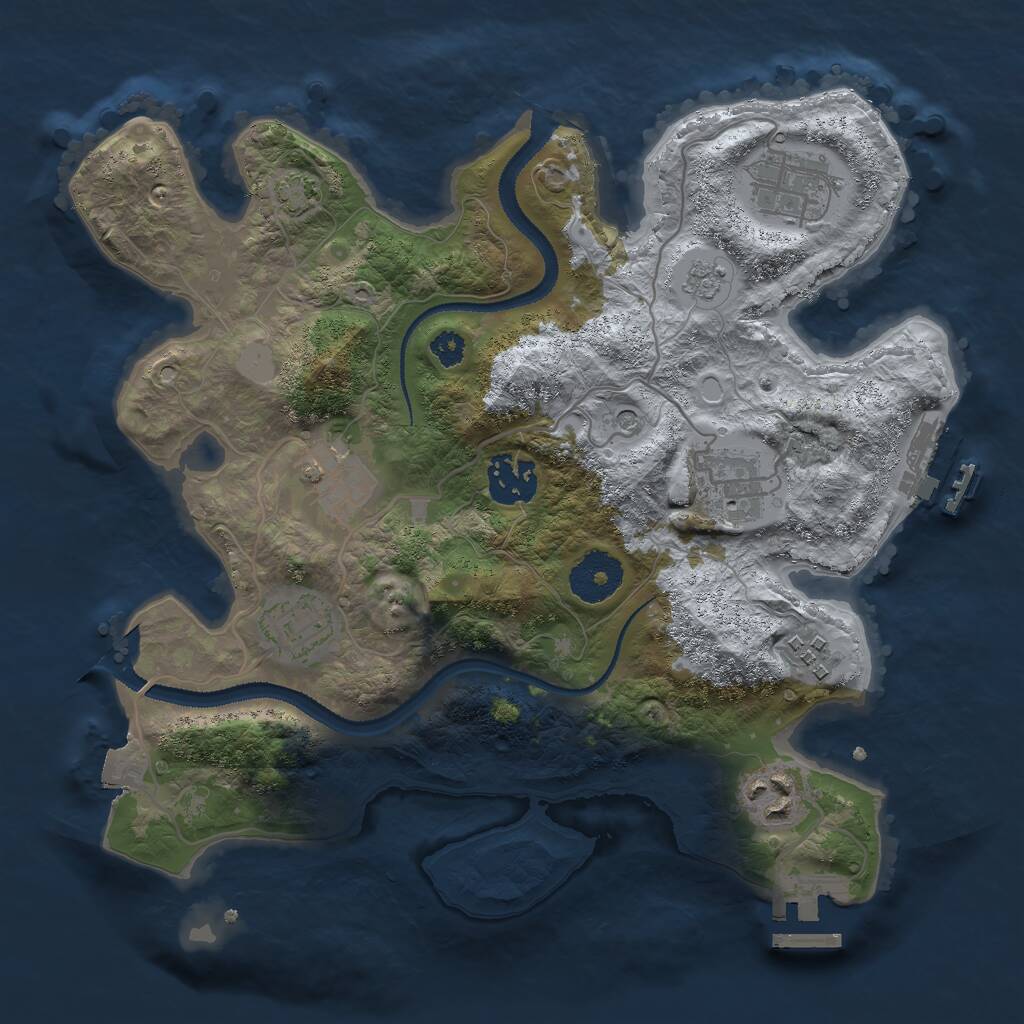 Rust Map: Procedural Map, Size: 3000, Seed: 1225585299, 13 Monuments