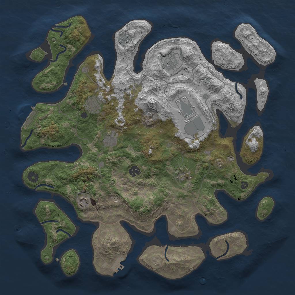Rust Map: Procedural Map, Size: 4000, Seed: 1244, 16 Monuments