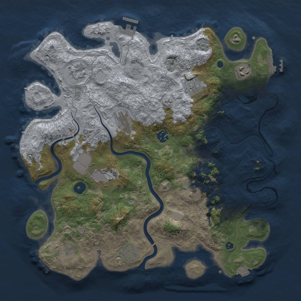 Rust Map: Procedural Map, Size: 3850, Seed: 152443200, 16 Monuments