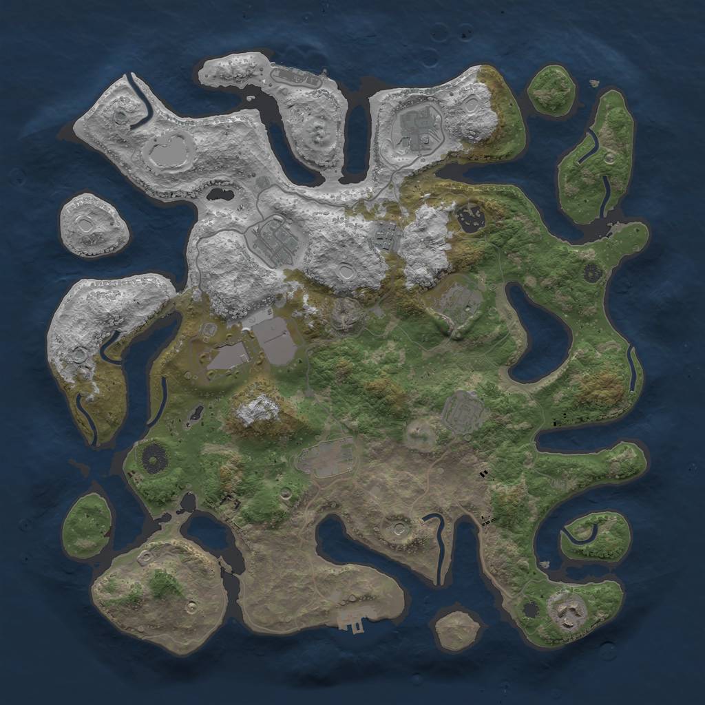 Rust Map: Procedural Map, Size: 3850, Seed: 152443200, 17 Monuments