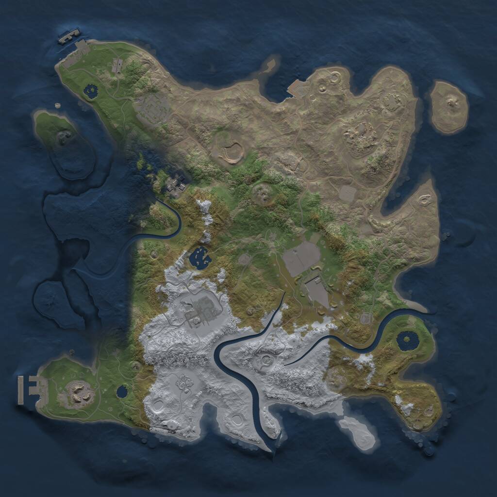 Rust Map: Procedural Map, Size: 3500, Seed: 989581457, 14 Monuments